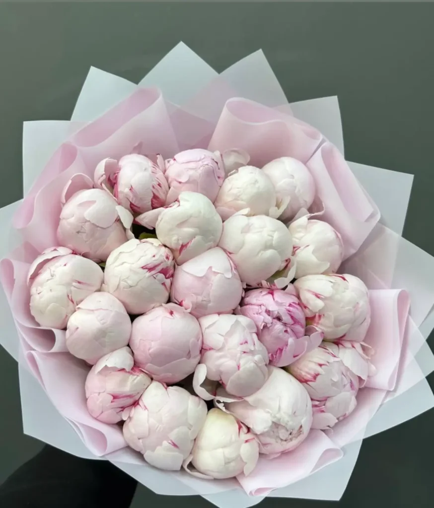 Seasonal peony arrangement by Boston Flowers for Boston delivery