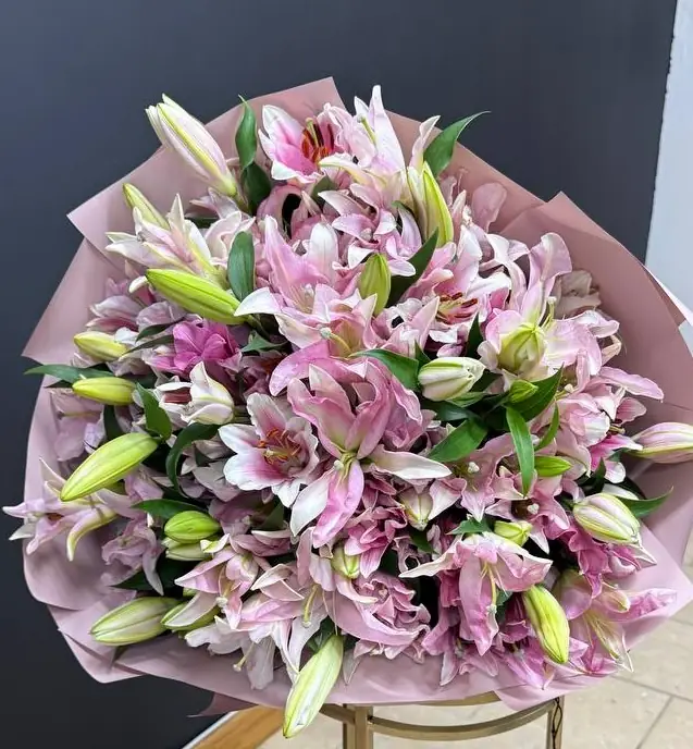 Luxury 30 double oriental lilies arrangement by Boston Flowers for delivery in Boston