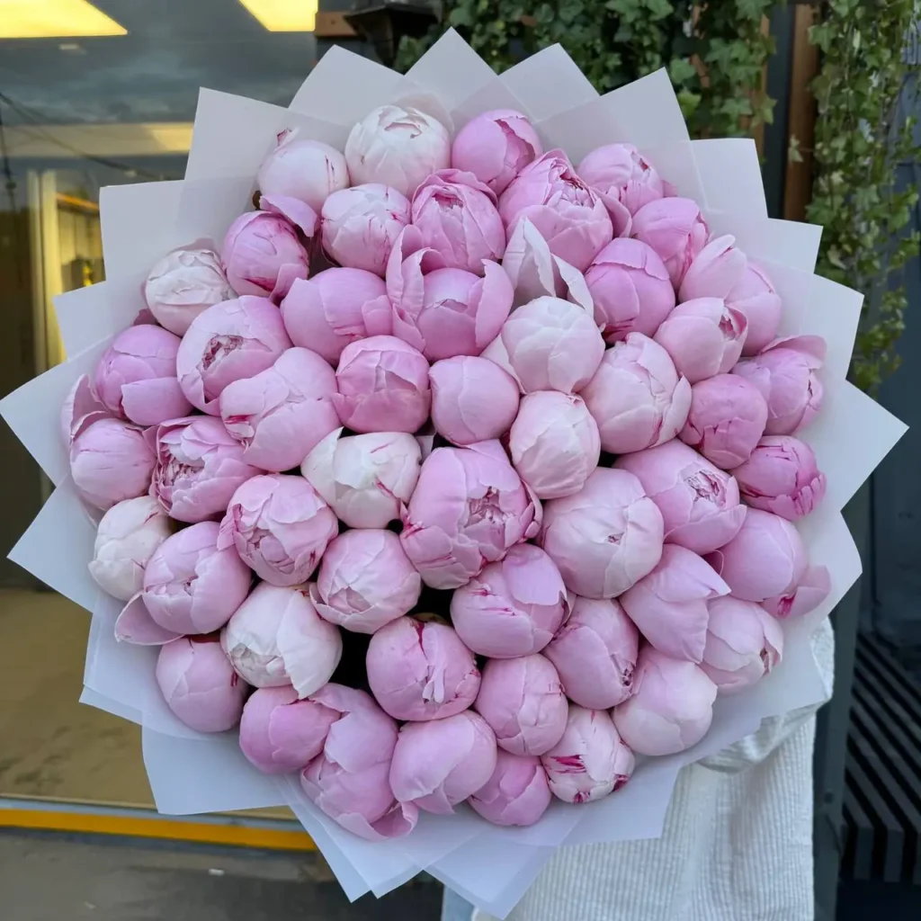 Seasonal peony arrangement by Boston Flowers for Boston delivery