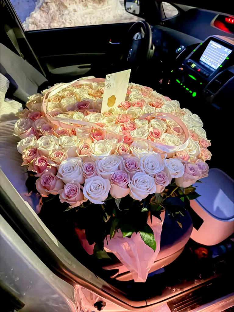 Luxury dusty pink & white ecuadorian roses arranged by Boston Flowers for Boston delivery