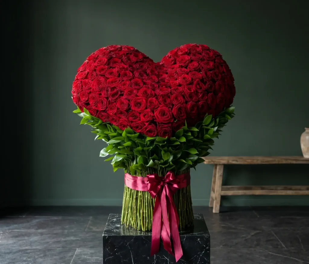 Luxury grand heart-shaped ecuadorian rose arrangement arrangement by Boston Flowers for delivery in Boston