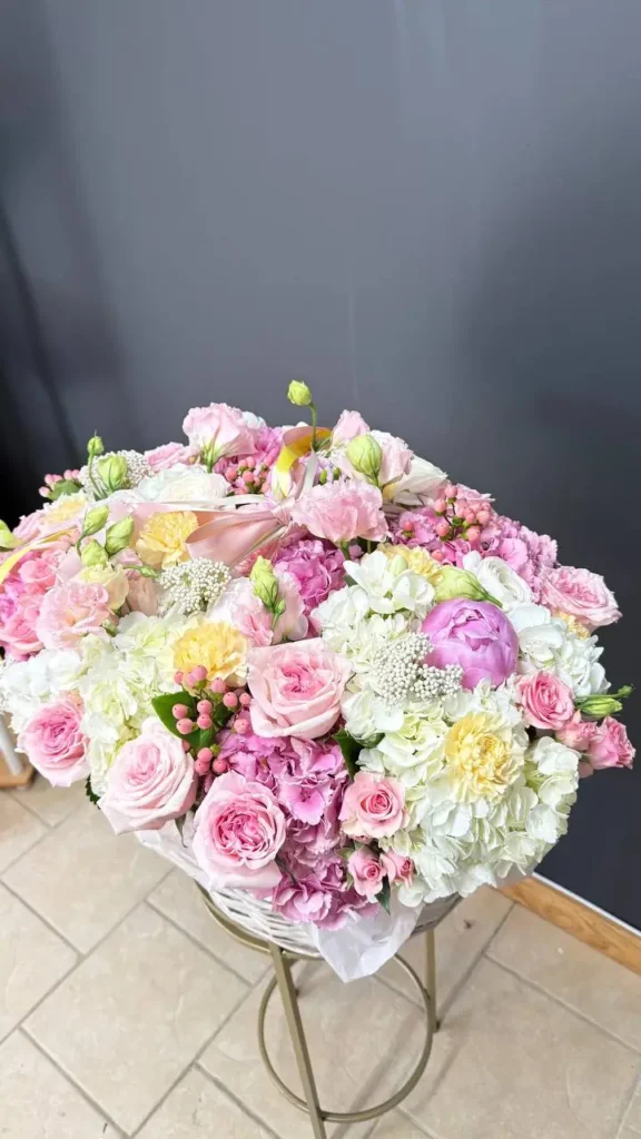 Luxury grand rose and peony mixed arrangement arrangement by Boston Flowers for delivery in Boston