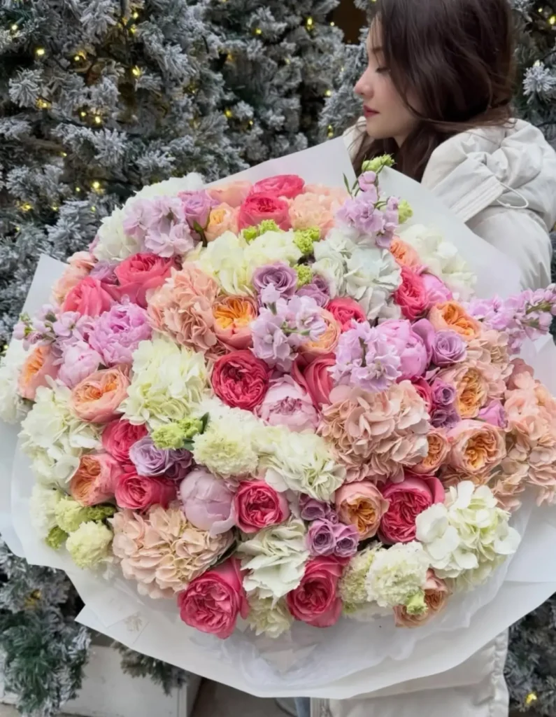 Luxury grand rose, hydrangea and peony bouquet arrangement by Boston Flowers for delivery in Boston
