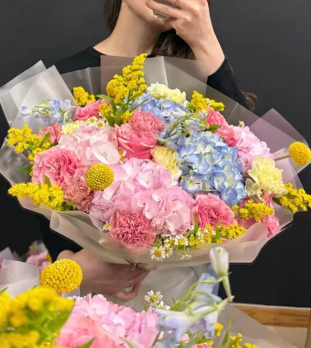 Luxury hydrangea and rose meadow bouquet arrangement by Boston Flowers for delivery in Boston