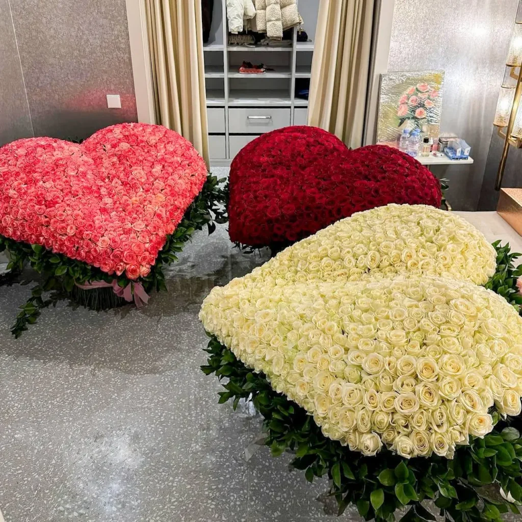 Luxury trio of grand mixed rose baskets arrangement by Boston Flowers for delivery in Boston