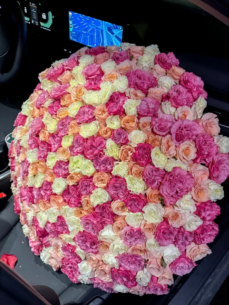 Luxury white, pink & peach ecuadorian roses arranged by Boston Flowers for Boston delivery