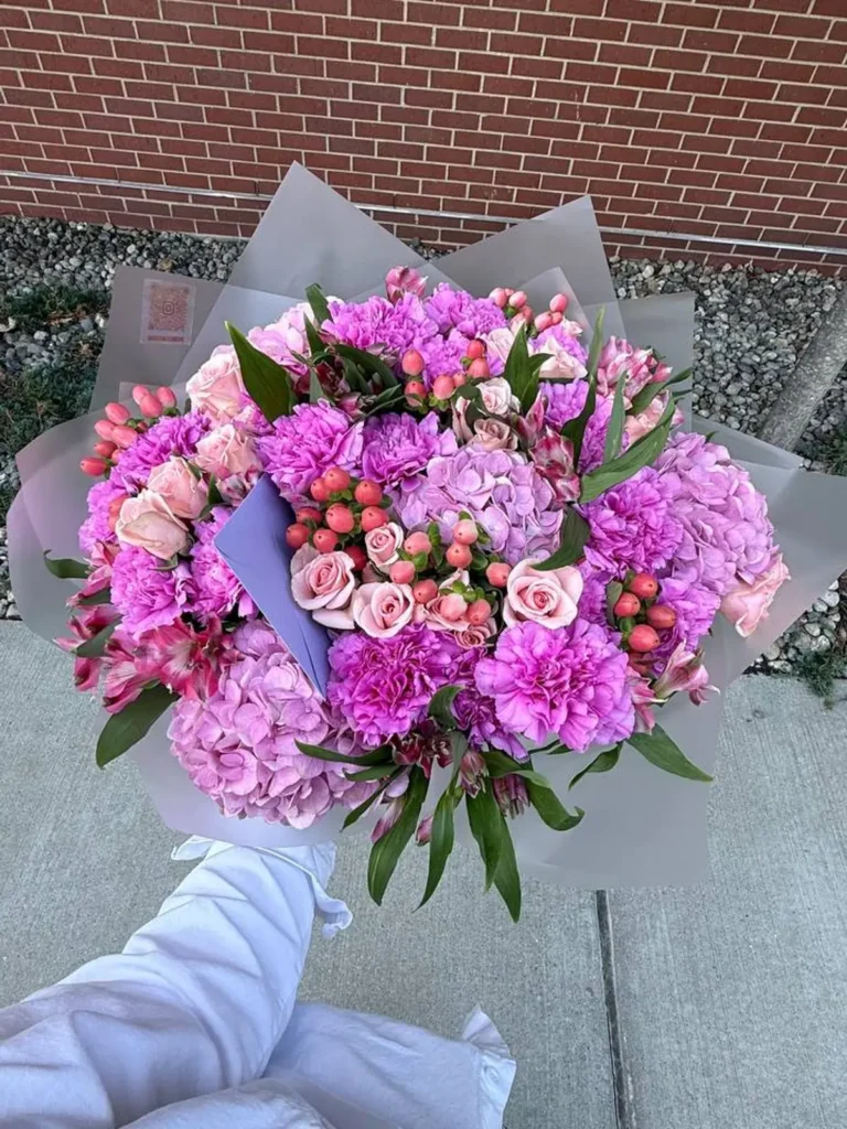 Back Bay Berry Terrace Mix Hydrangeas, Roses, Mixed Flowers bouquet in Blush, Pink & Pastel and Purple, Lavender & Violet for premium flower delivery in Boston