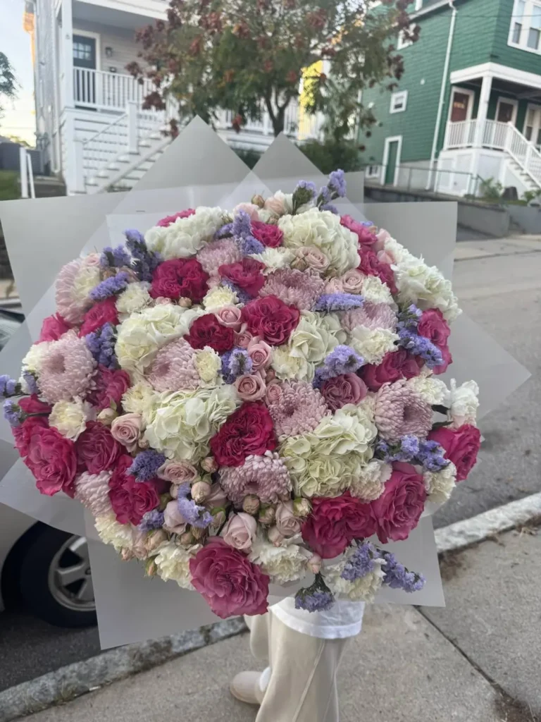 Brookline Estate Tapestry Grand Mix Roses, Garden Roses, Hydrangeas bouquet in White, Cream & Ivory and Blush, Pink & Pastel for premium flower delivery in Boston
