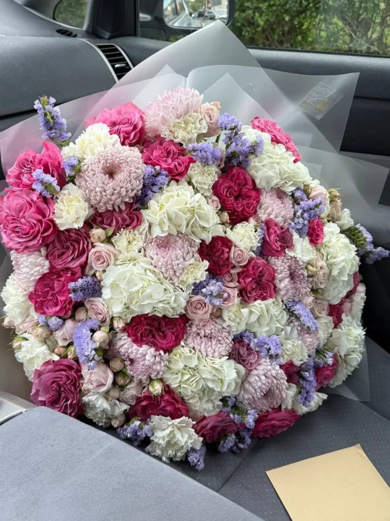 Brookline Estate Tapestry Grand Mix Roses, Garden Roses, Hydrangeas bouquet in White, Cream & Ivory and Blush, Pink & Pastel for premium flower delivery in Boston