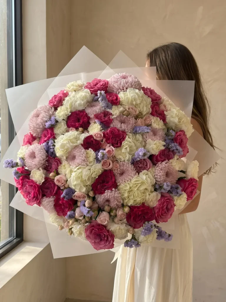 Brookline Estate Tapestry Grand Mix Roses, Garden Roses, Hydrangeas bouquet in White, Cream & Ivory and Blush, Pink & Pastel for premium flower delivery in Boston