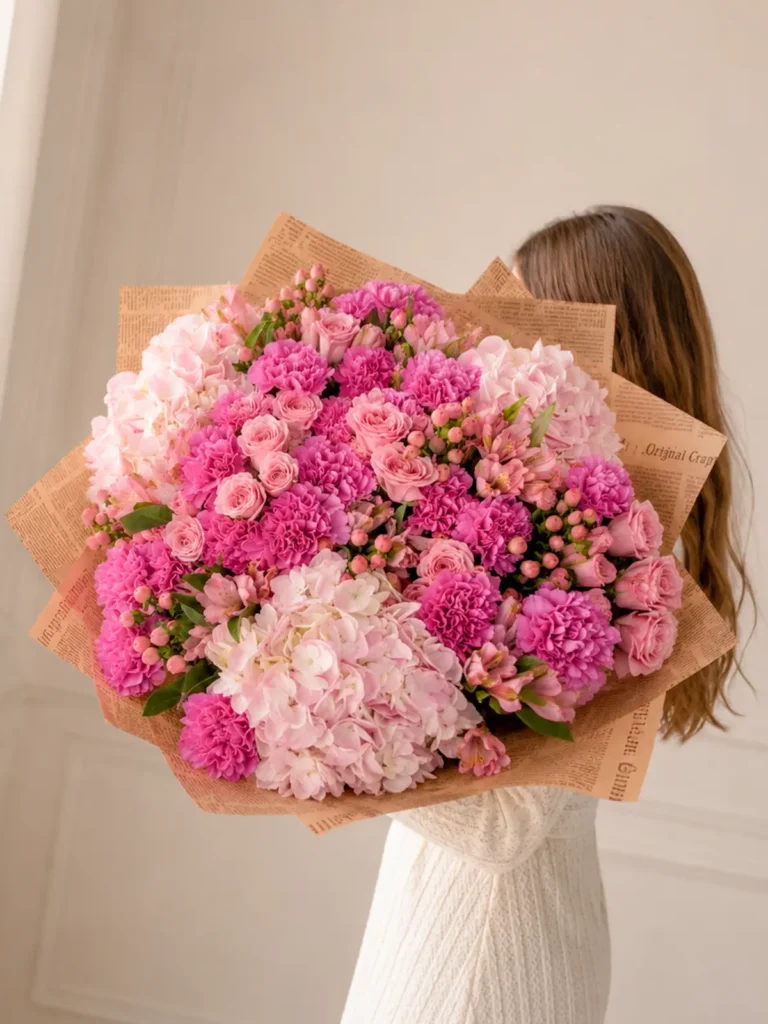 Harvard Square Vintage Mix Hydrangeas, Roses, Mixed Flowers bouquet in Blush, Pink & Pastel and Purple, Lavender & Violet for premium flower delivery in Boston