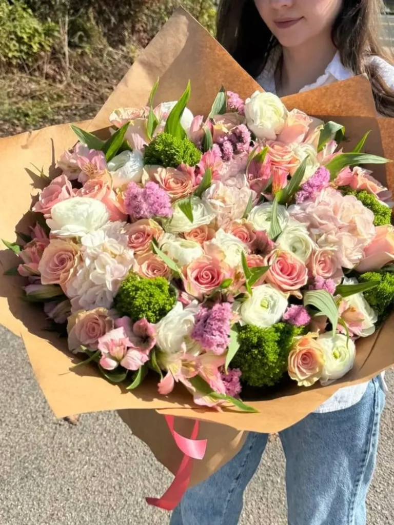 Litchfield Hills Pasture Mix Roses, Hydrangeas, Ranunculus & Anemones bouquet in White, Cream & Ivory and Blush, Pink & Pastel for premium flower delivery in Boston