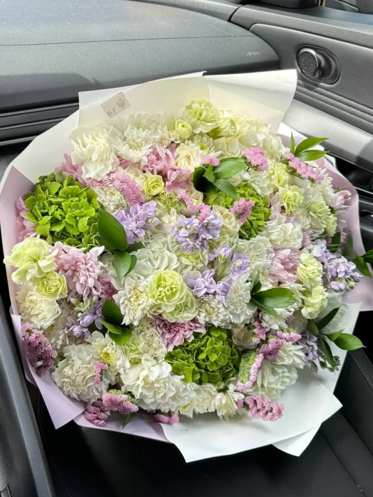 Martha’s Vineyard Garden Bouquet Hydrangeas, Chrysanthemums, Garden Roses bouquet in White, Cream & Ivory and Blush, Pink & Pastel for premium flower delivery in Boston