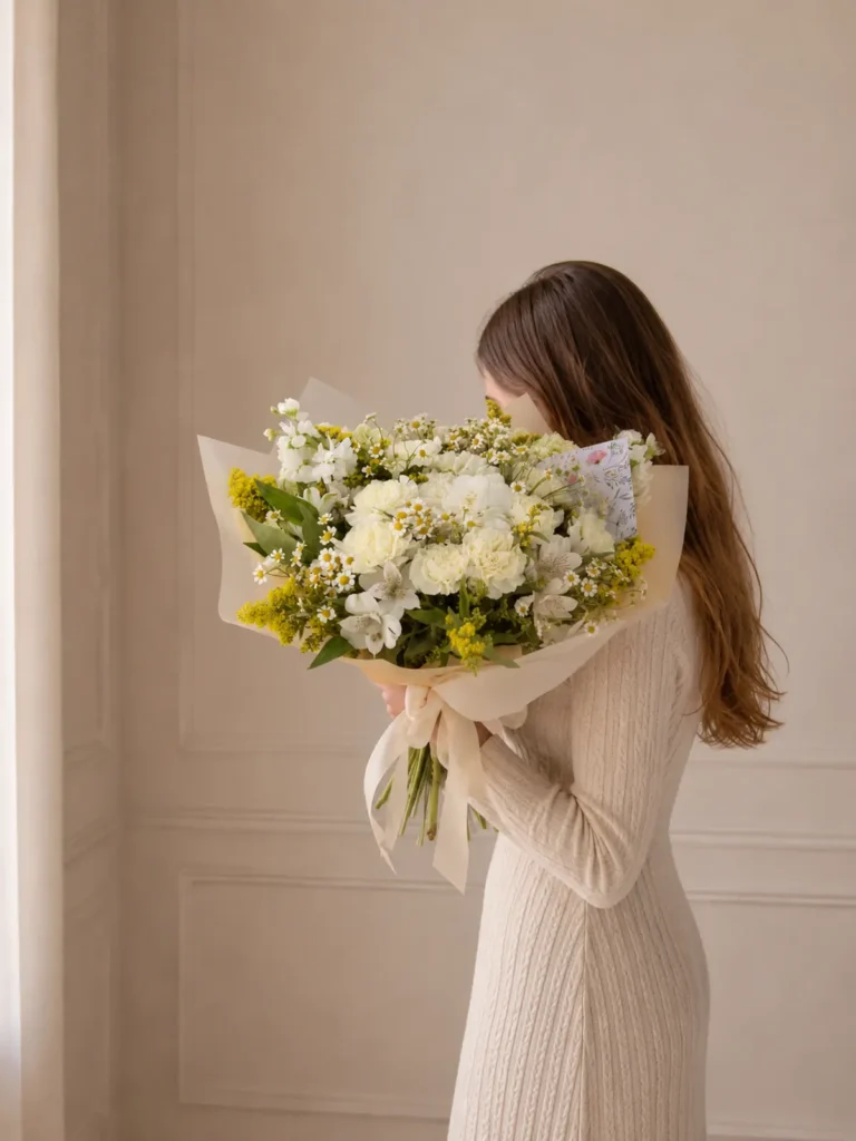 Pioneer Valley Meadow Breeze Hydrangeas, Matthiola & Delphinium, Mixed Flowers bouquet in White, Cream & Ivory and Yellow & Orange / Vibrant for premium flower delivery in Boston