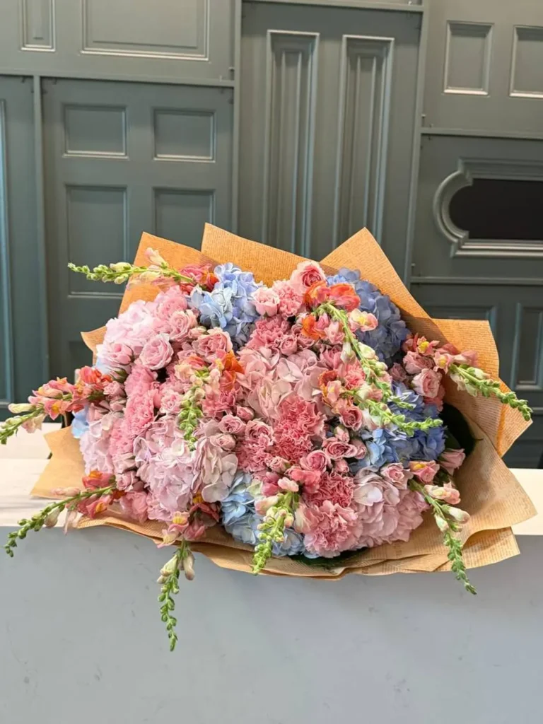 Provincetown Shoreline Pastel Grand Mix Hydrangeas, Roses, Mixed Flowers bouquet in Blush, Pink & Pastel and Peach & Coral for premium flower delivery in Boston