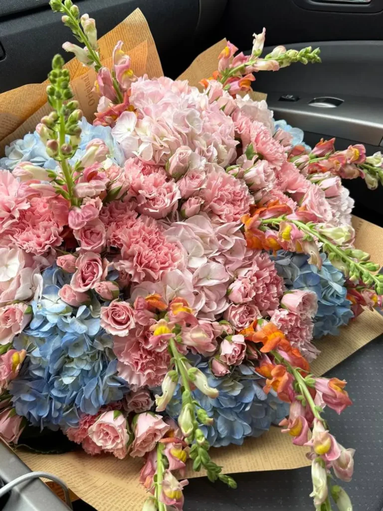 Provincetown Shoreline Pastel Grand Mix Hydrangeas, Roses, Mixed Flowers bouquet in Blush, Pink & Pastel and Peach & Coral for premium flower delivery in Boston