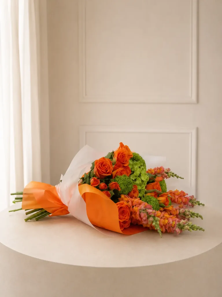 Vermont Indian Summer Roses, Hydrangeas, Mixed Flowers bouquet in Yellow & Orange / Vibrant for premium flower delivery in Boston