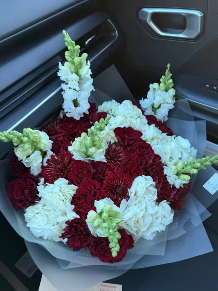 Beacon Hill Rouge Garden Roses, Hydrangeas, Mixed Flowers bouquet in White, Cream & Ivory and Red & Crimson and Burgundy & Plum for premium flower delivery in Boston