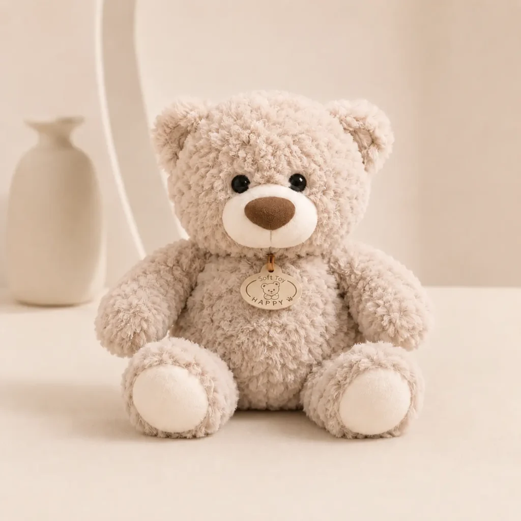 Beige 12-inch plush teddy bear gift add-on for Boston flower delivery
