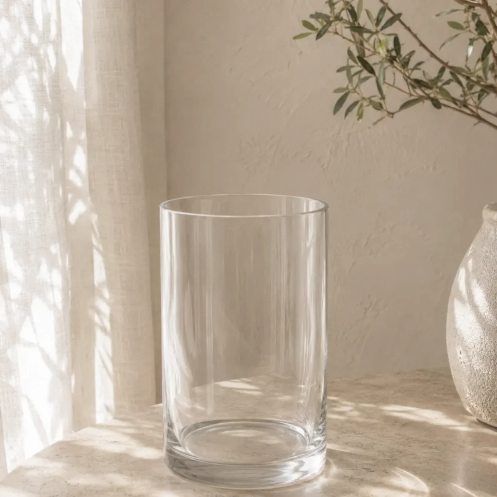 Tall clear glass cylinder vase add-on for Deluxe and Grand Scale Boston flower bouquets
