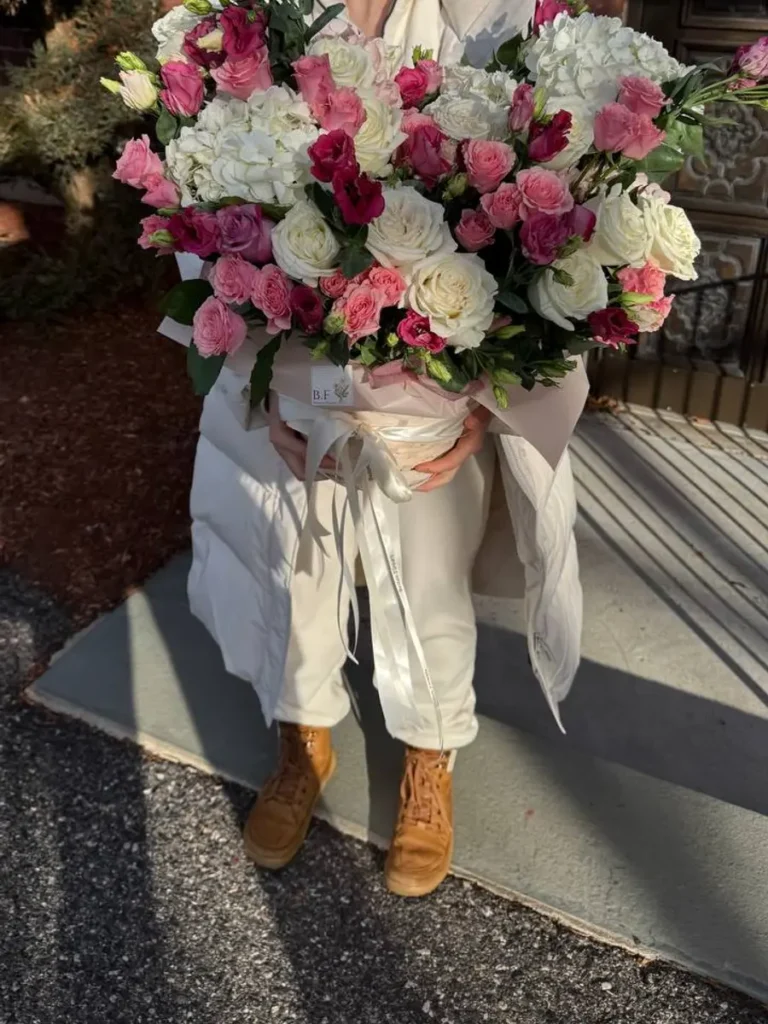 Concord Heritage Planter Roses, Garden Roses, Hydrangeas, Mixed Flowers bouquet in White, Cream & Ivory and Blush, Pink & Pastel and Purple, Lavender & Violet and Blue & Palette Mix for premium flower delivery in Boston