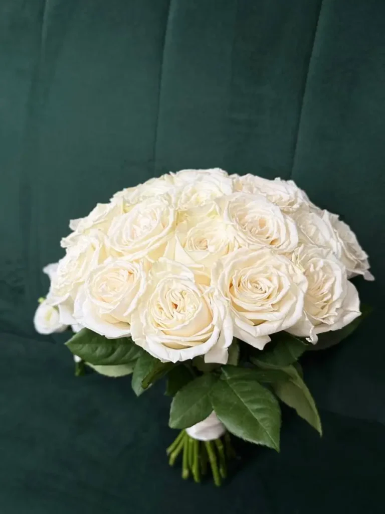 Martha's Vineyard Bridal Classic Roses bouquet in White, Cream & Ivory for premium flower delivery in Boston