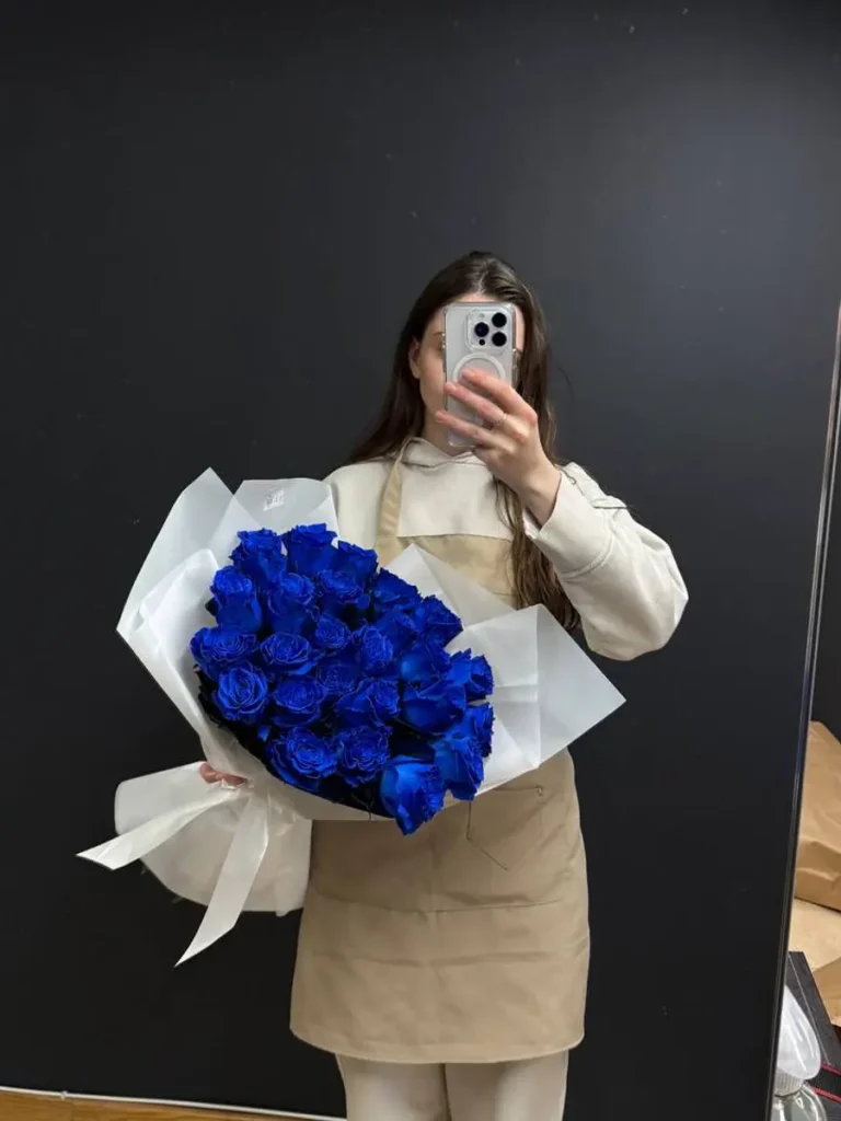 Mystic Nocturne Roses bouquet in Blue & Palette Mix for premium flower delivery in Boston