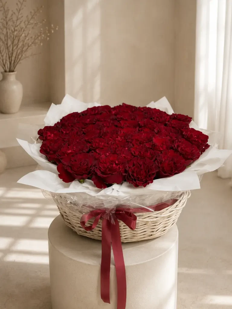 Newport Regal Hearts Roses bouquet in Red & Crimson and Burgundy & Plum for premium flower delivery in Boston