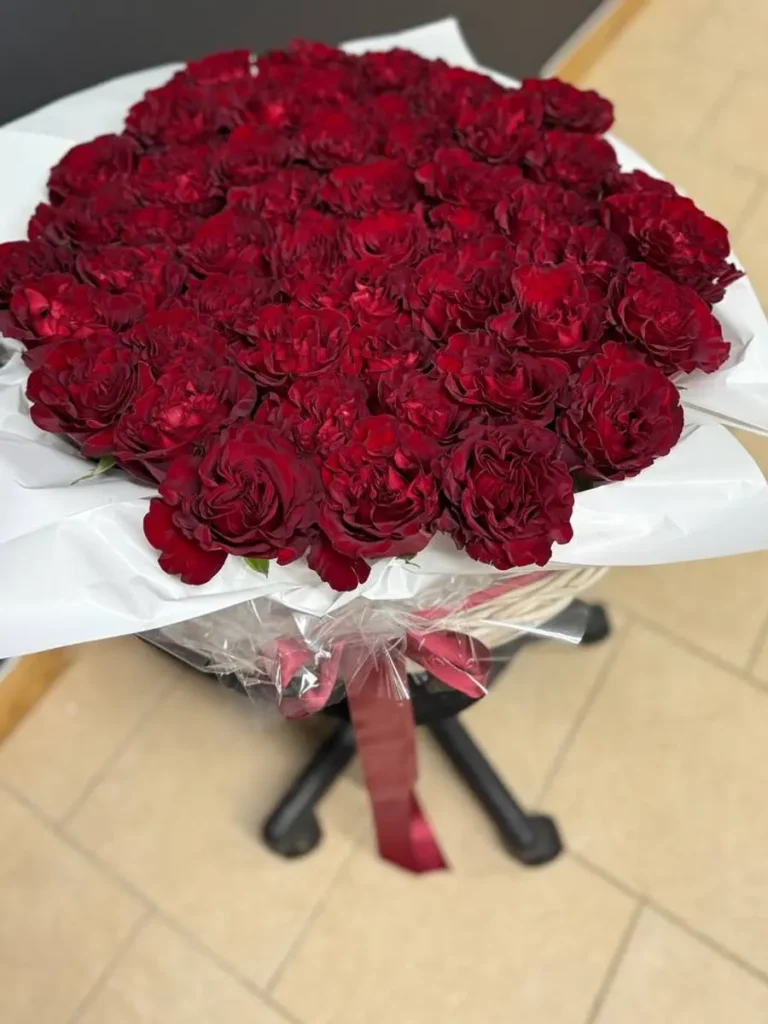 Newport Regal Hearts Roses bouquet in Red & Crimson and Burgundy & Plum for premium flower delivery in Boston