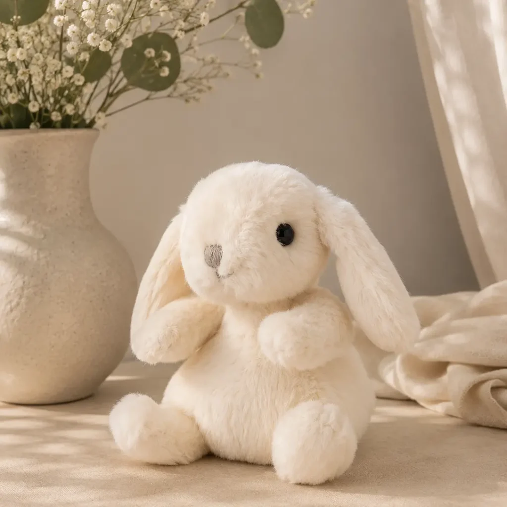 Cream 6-inch plush bunny with floppy ears, gift add-on for Boston flower delivery