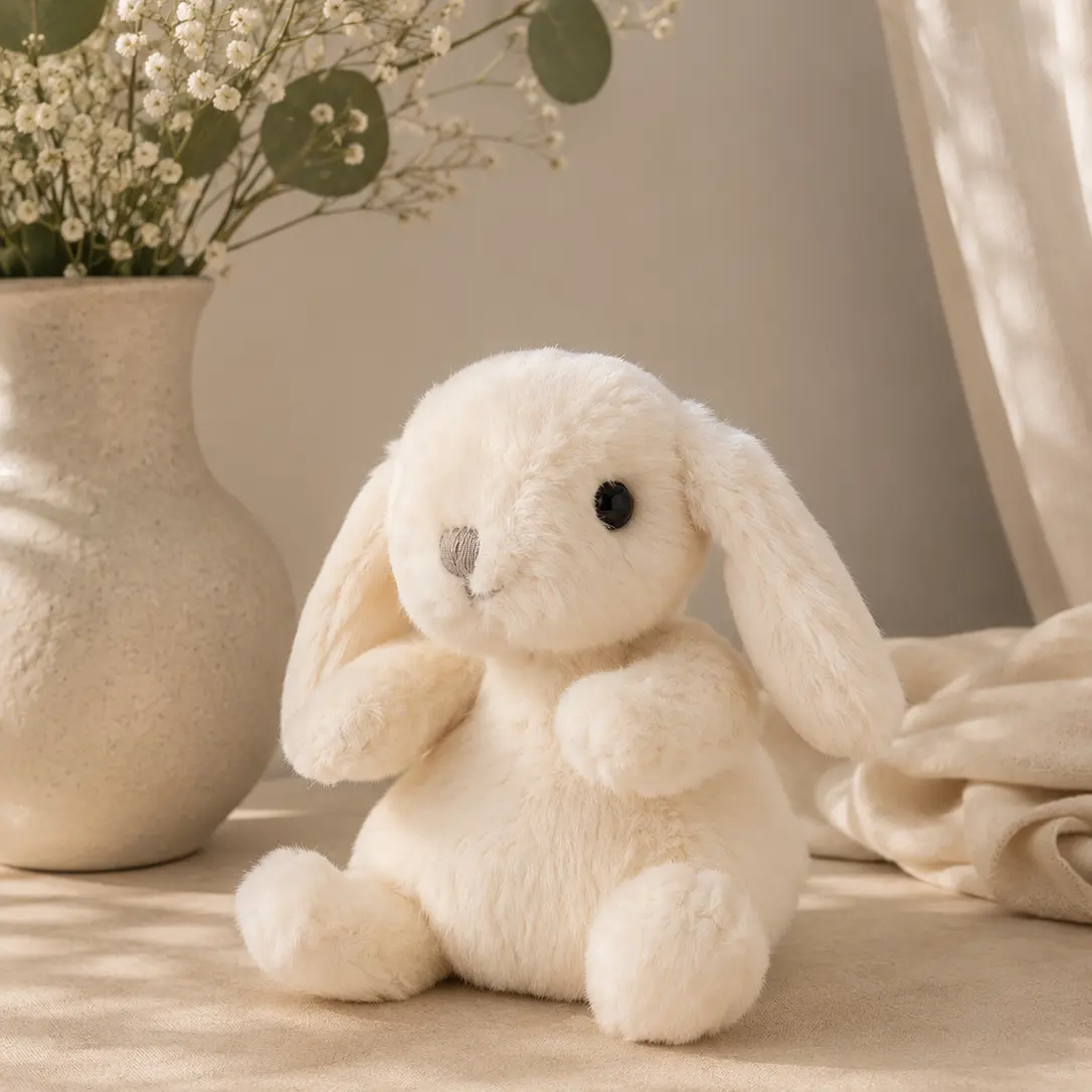 Cream 6-inch plush bunny with floppy ears, gift add-on for Boston flower delivery